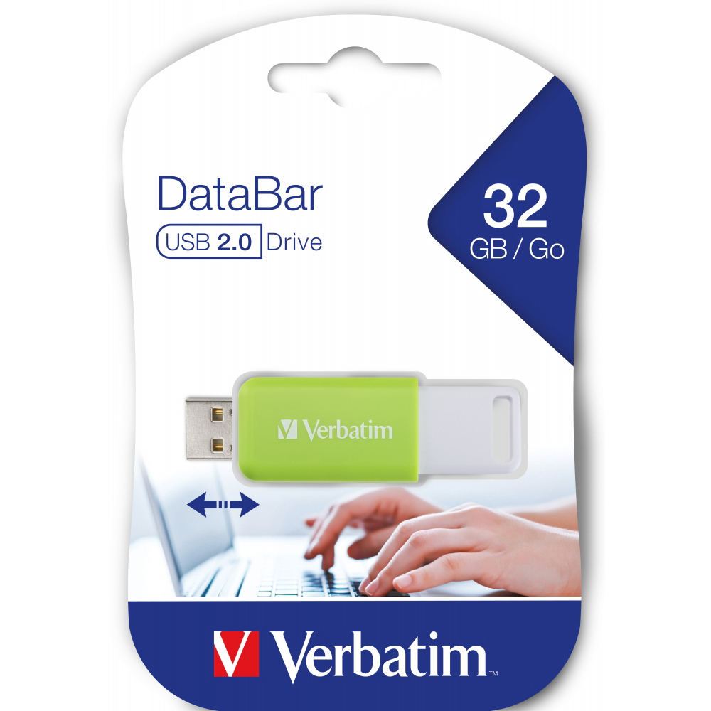 Original Verbatim Databar Usb 2.0 Drive Green 32Gb (49454)