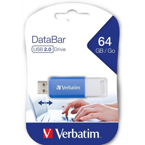 Original Verbatim Databar Usb 2.0 Drive Blue 64Gb (49455)