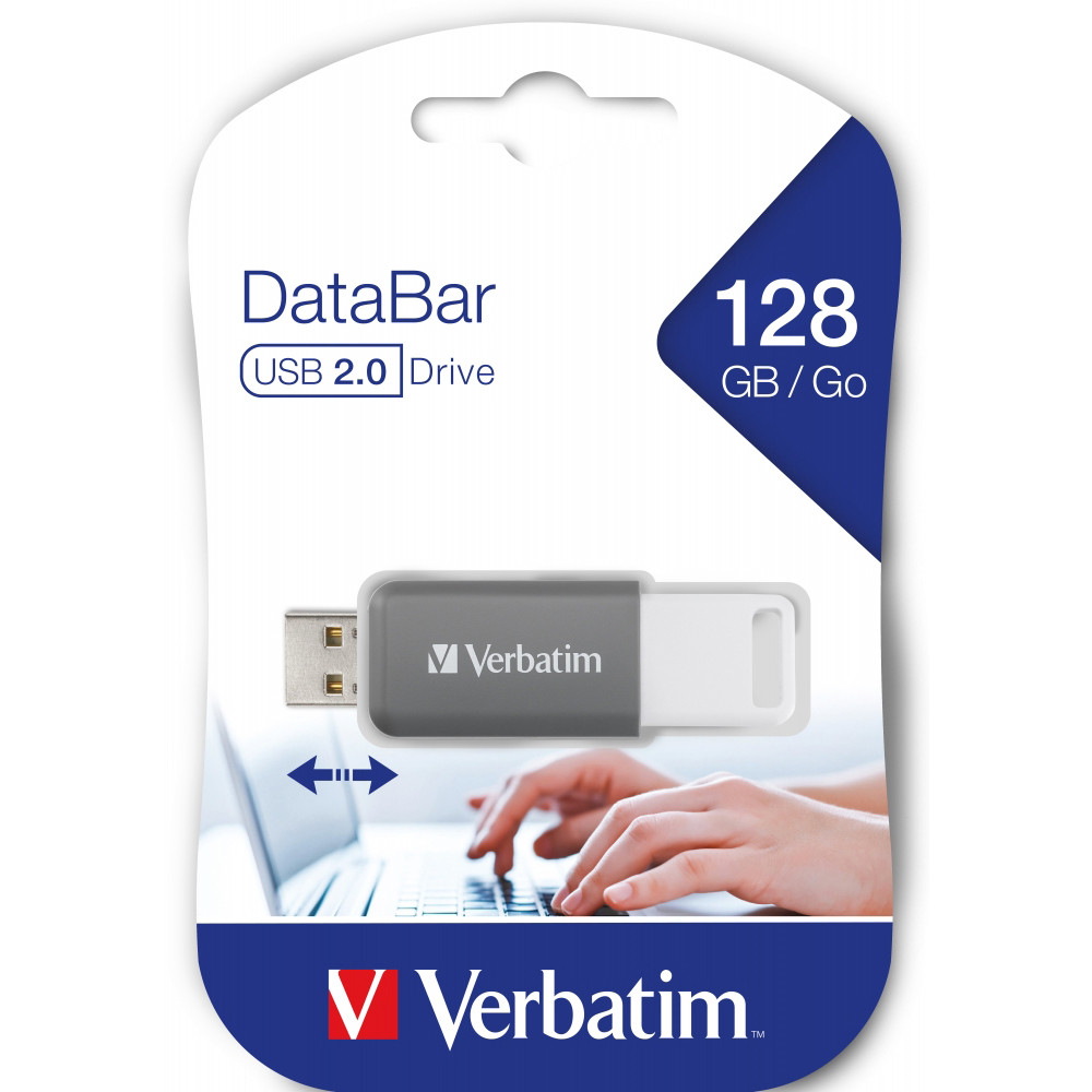 Original Verbatim Databar Usb 2.0 Drive Grey 128Gb (49456)