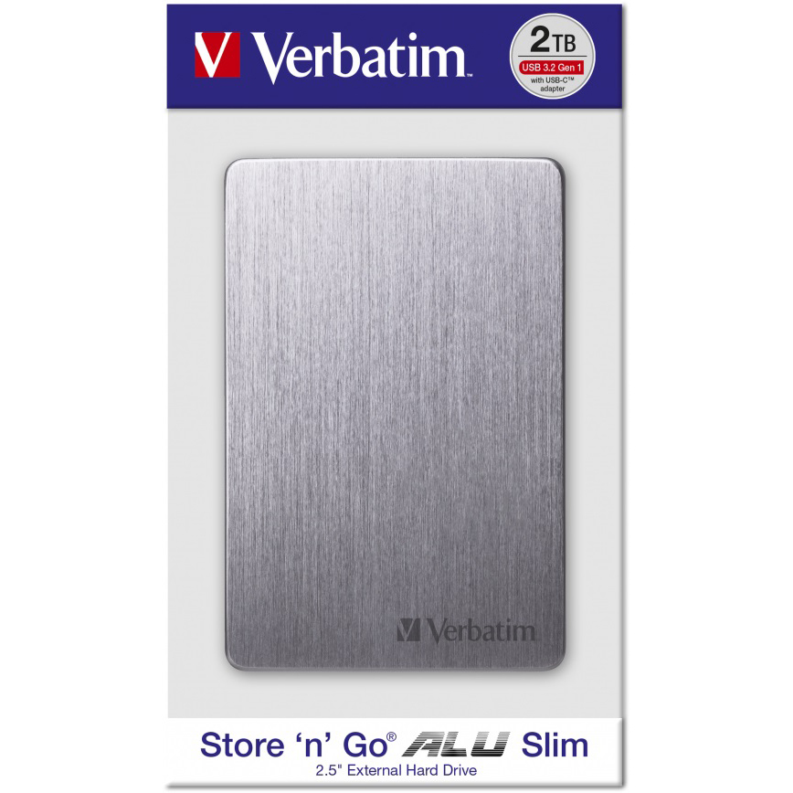 Original Verbatim Store'N'Go Alu Slim 2.5? Hdd Usb 3.2 Gen - Grey (53665)