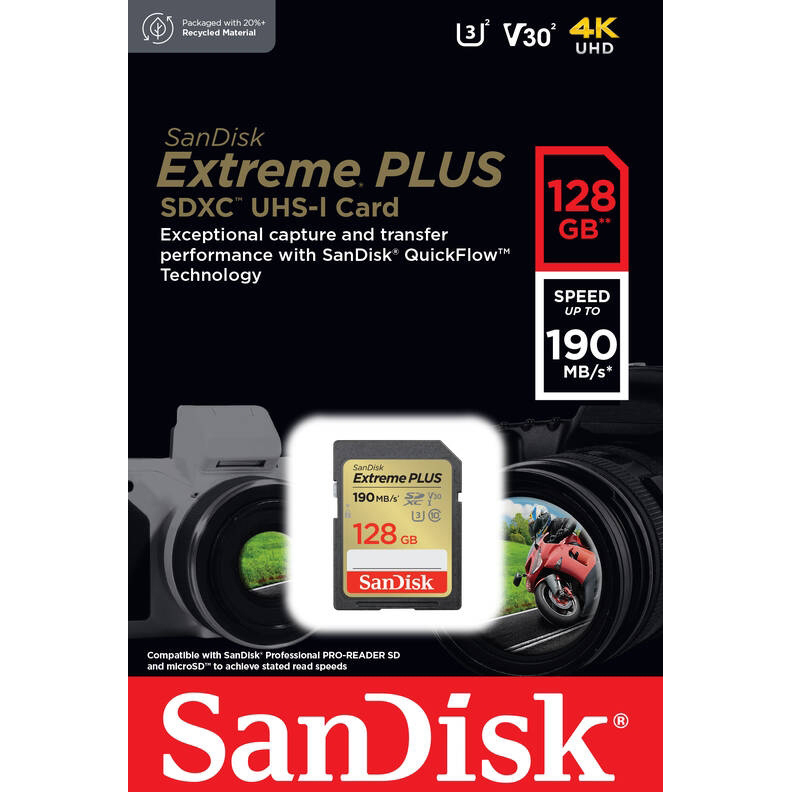Original Sandisk 128Gb Extreme Plus Class 10 Memory Card (SDSDXWA-128G-GNCIN)