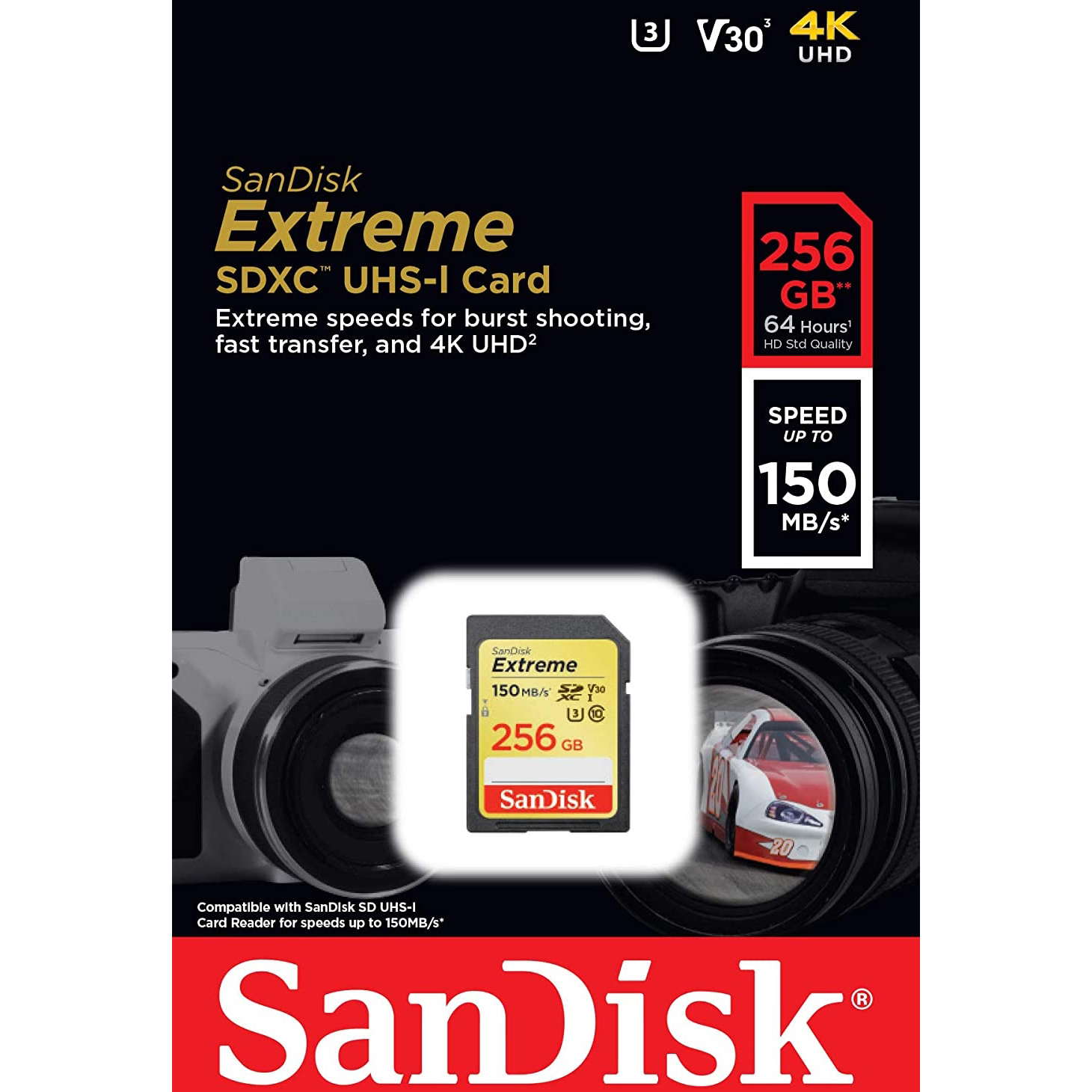 Original Sandisk 256Gb Extreme Class 10 Uhsi Sd Memory Card (SDSDXVV-256G-GNCIN)