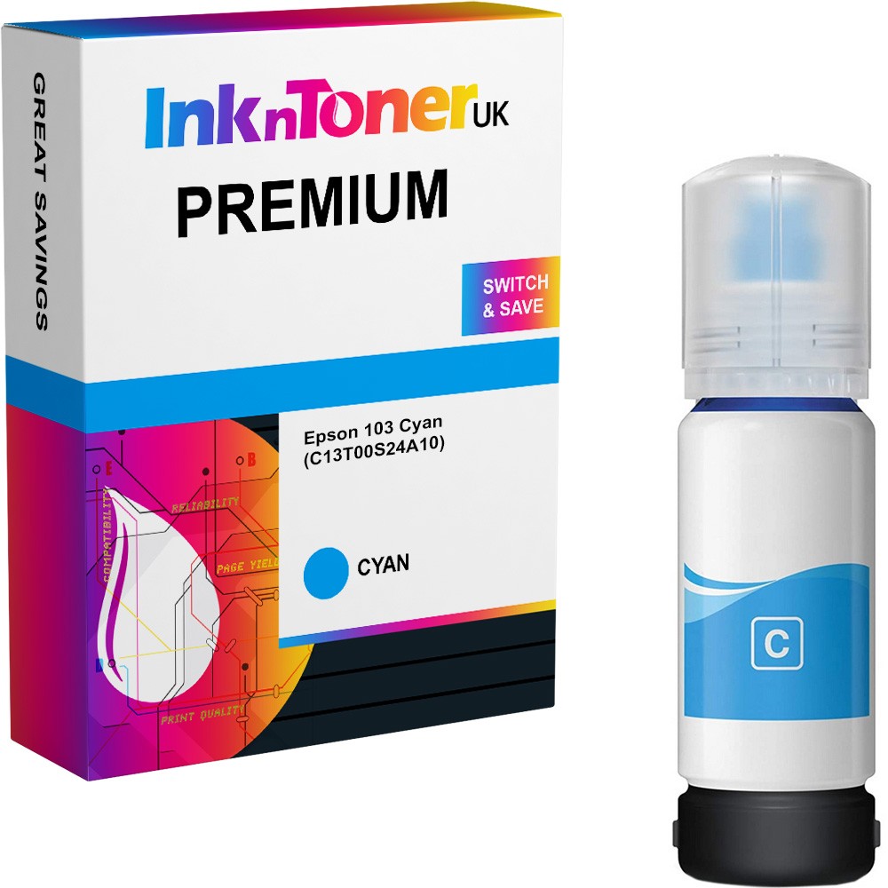 Premium Compatible Epson 103 Cyan Ink Bottle (C13T00S24A10)