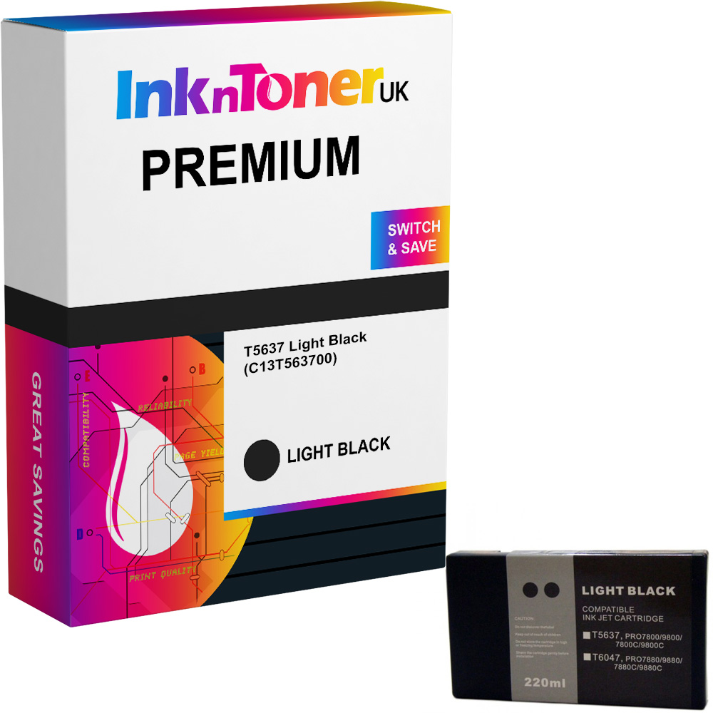Premium Compatible Epson T5637 Light Black Ink Cartridge (C13T563700)