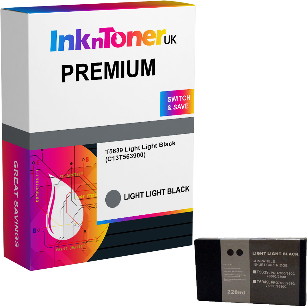Premium Compatible Epson T5639 Light Light Black Ink Cartridge (C13T563900)