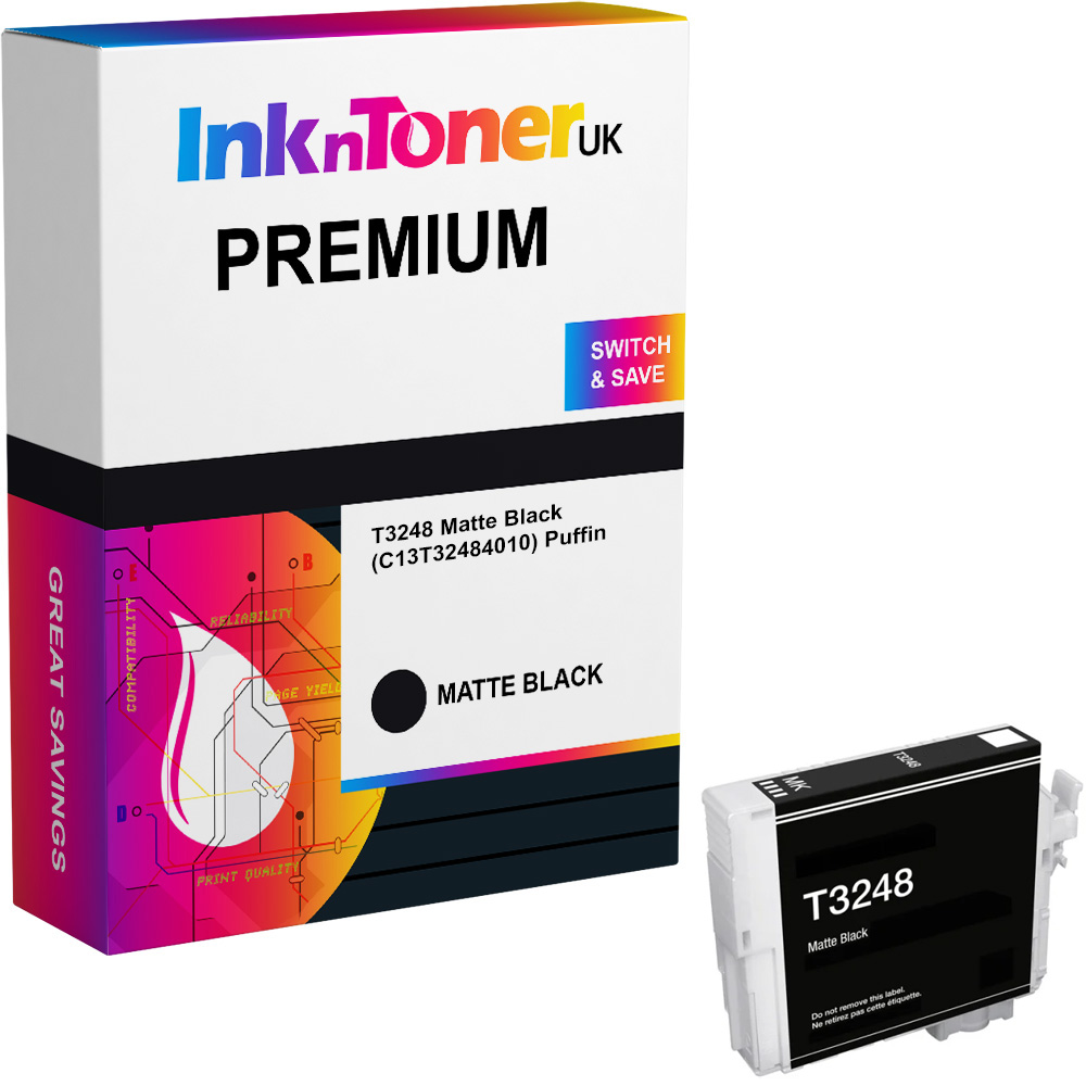 Premium Compatible Epson T3248 Matte Black Ink Cartridge (C13T32484010) Puffin