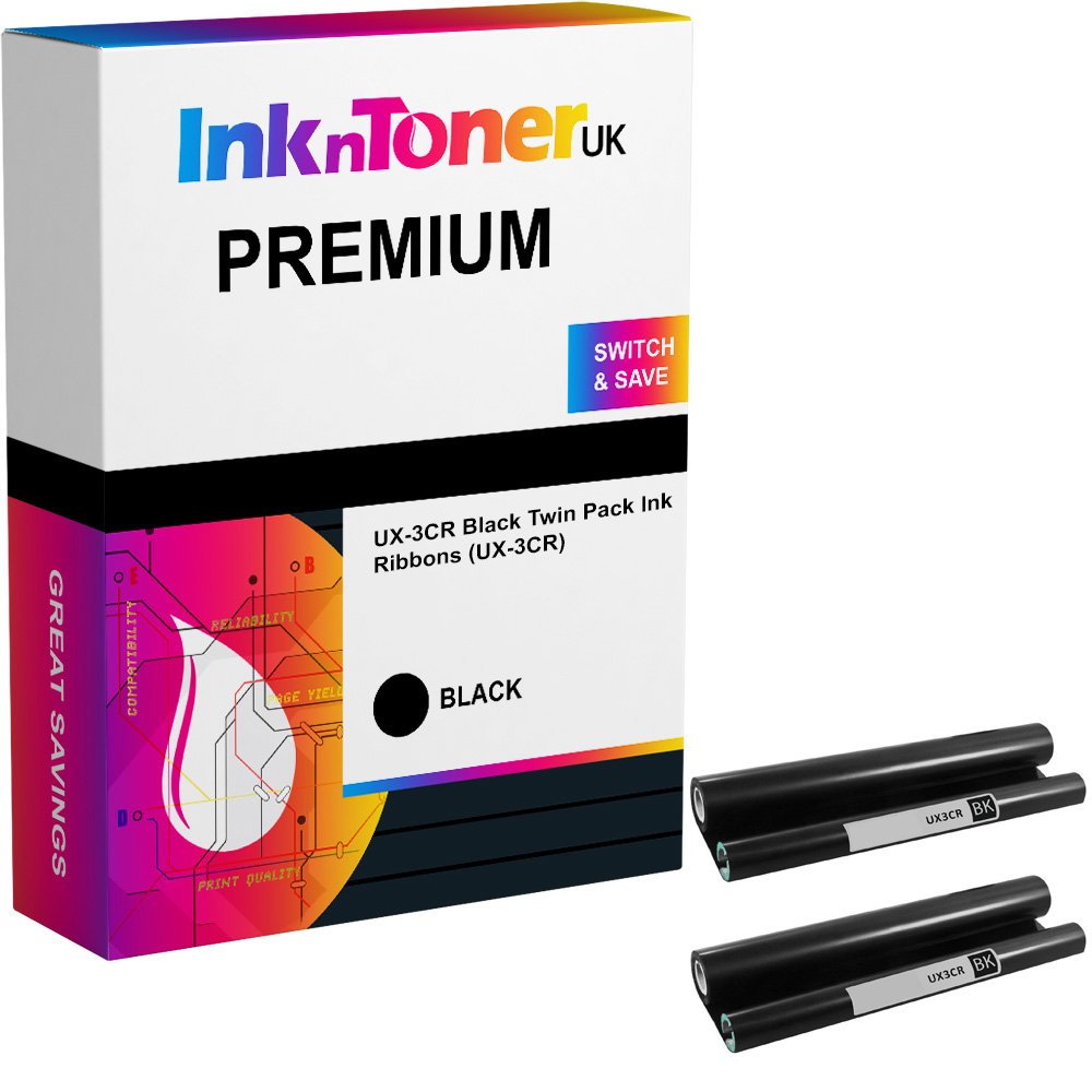 Premium Compatible Sharp UX-3CR Black Twin Pack Ink Ribbons (UX-3CR)
