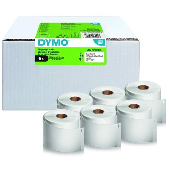 Original Dymo 2177565 Adhesive Labels 102mm x 210mm Pack Of 6 Rolls Of 140 Labels (2177565)