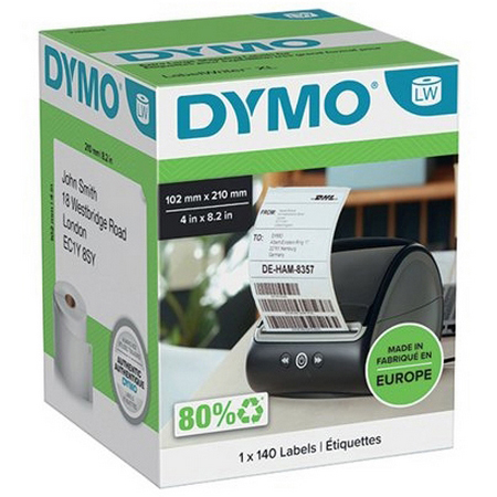 Original Dymo 2166659 Black on White Adhesive Label Tape 102mm x 210mm (2166659)
