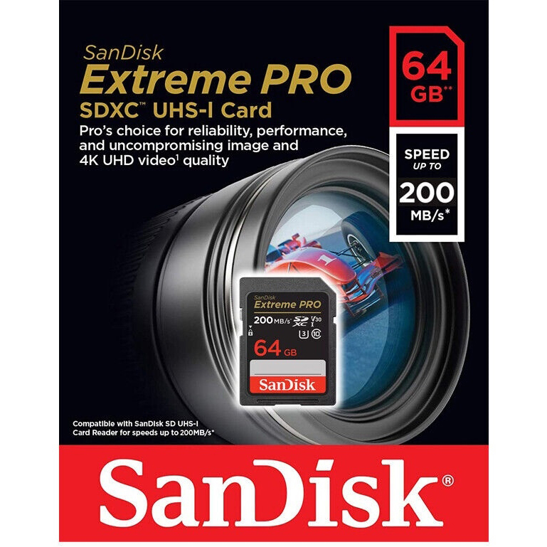 Original Sandisk Extreme Pro 64Gb Sdxc Class 10 Sd Card (SDSDXXU-064G-GN4IN)