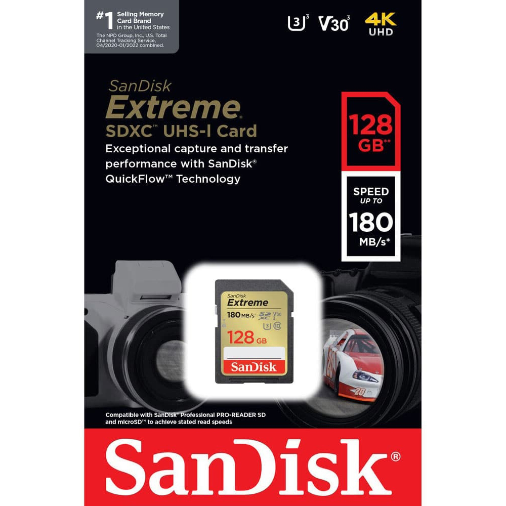 Original Sandisk Extreme 128Gb Class 10 Sdxc Memory Card (SDSDXVA-128G-GNCIN)