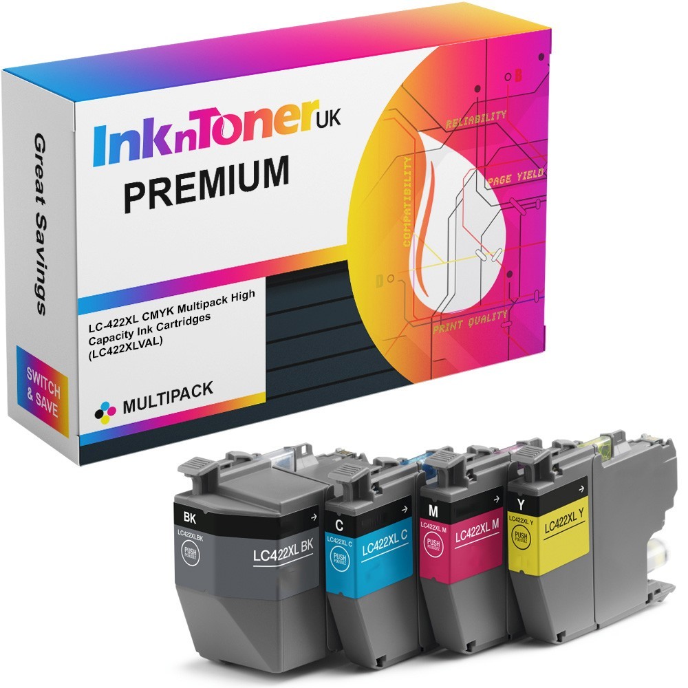 Premium Compatible Brother LC-422XL CMYK Multipack High Capacity Ink Cartridges (LC422XLVAL)