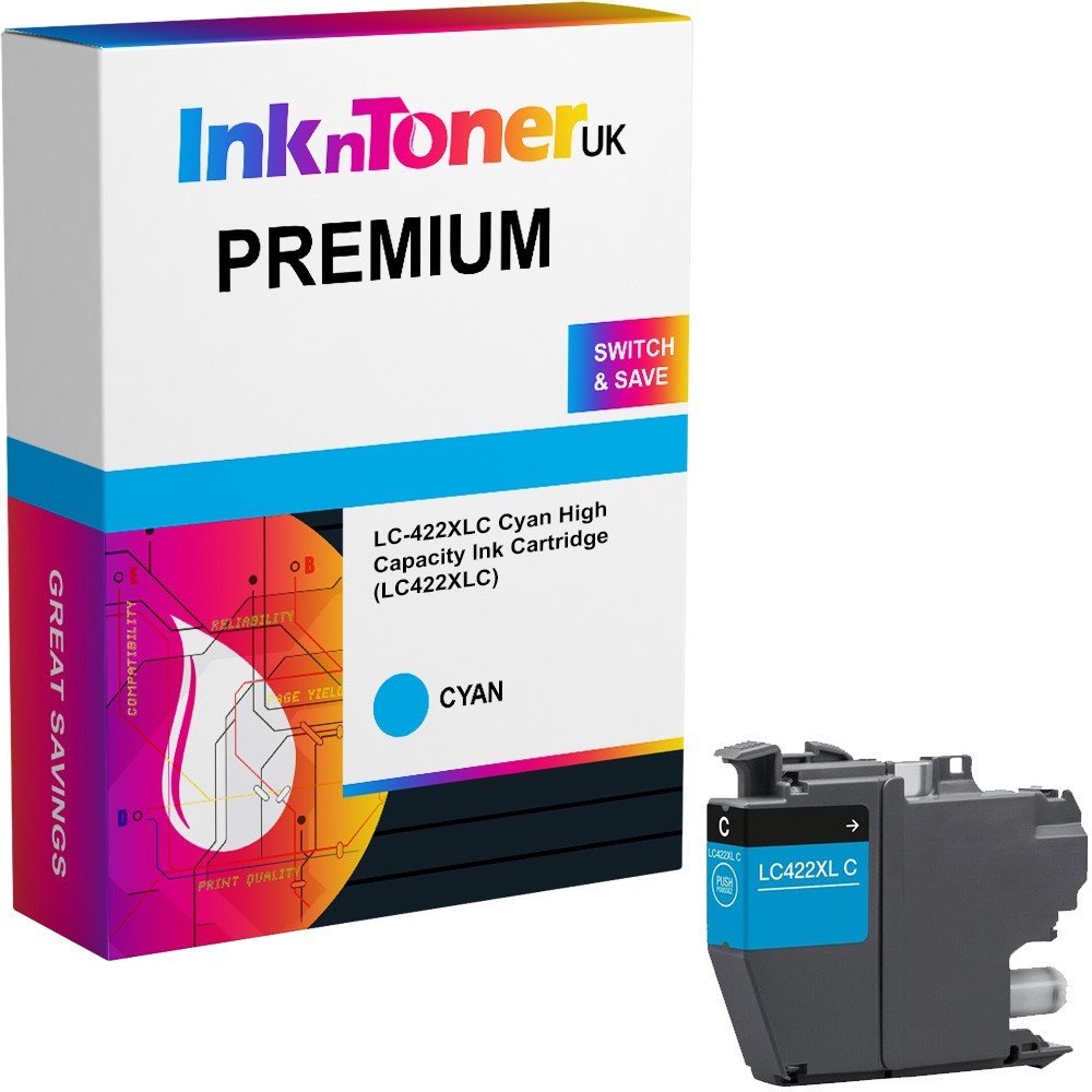 Premium Compatible Brother LC-422XLC Cyan High Capacity Ink Cartridge (LC422XLC)
