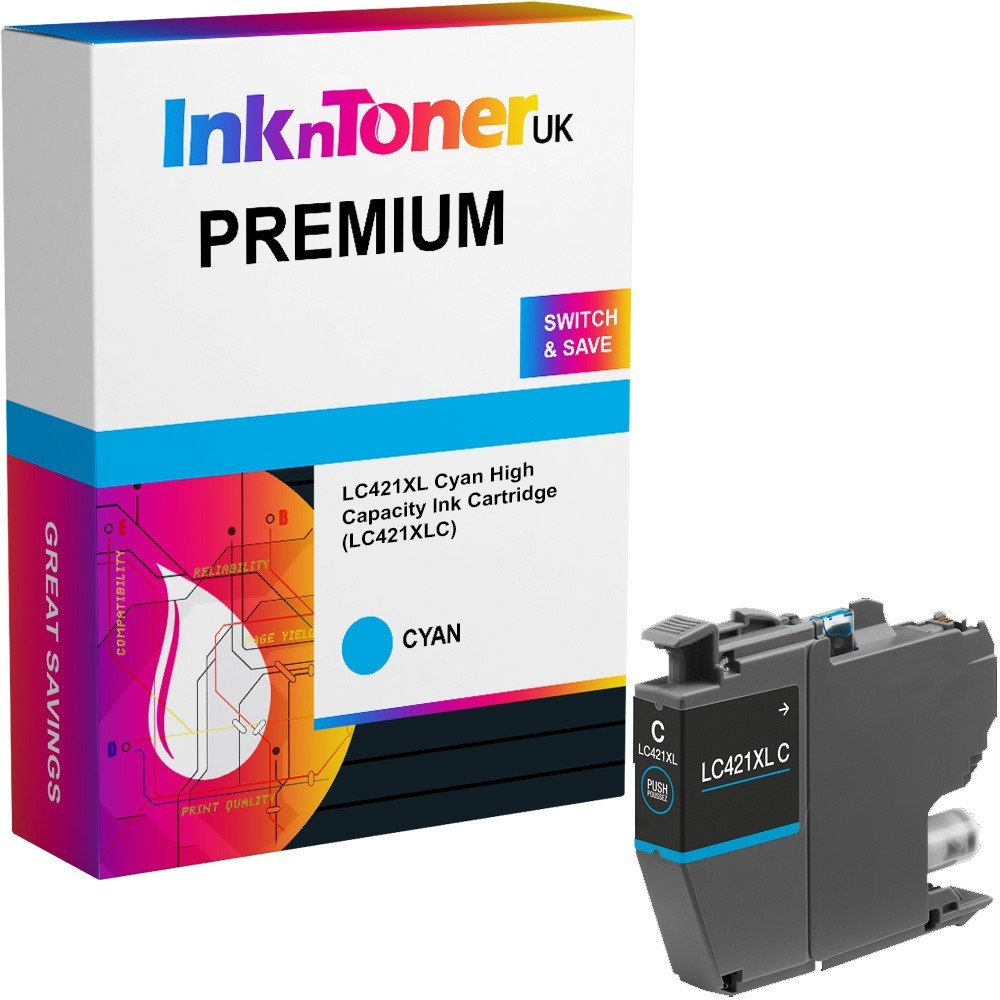 Premium Compatible Brother LC421XL Cyan High Capacity Ink Cartridge (LC421XLC)