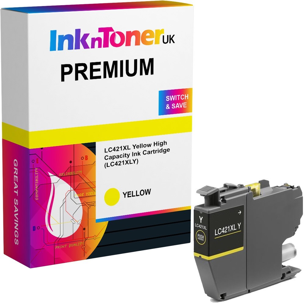 Premium Compatible Brother LC421XL Yellow High Capacity Ink Cartridge (LC421XLY)