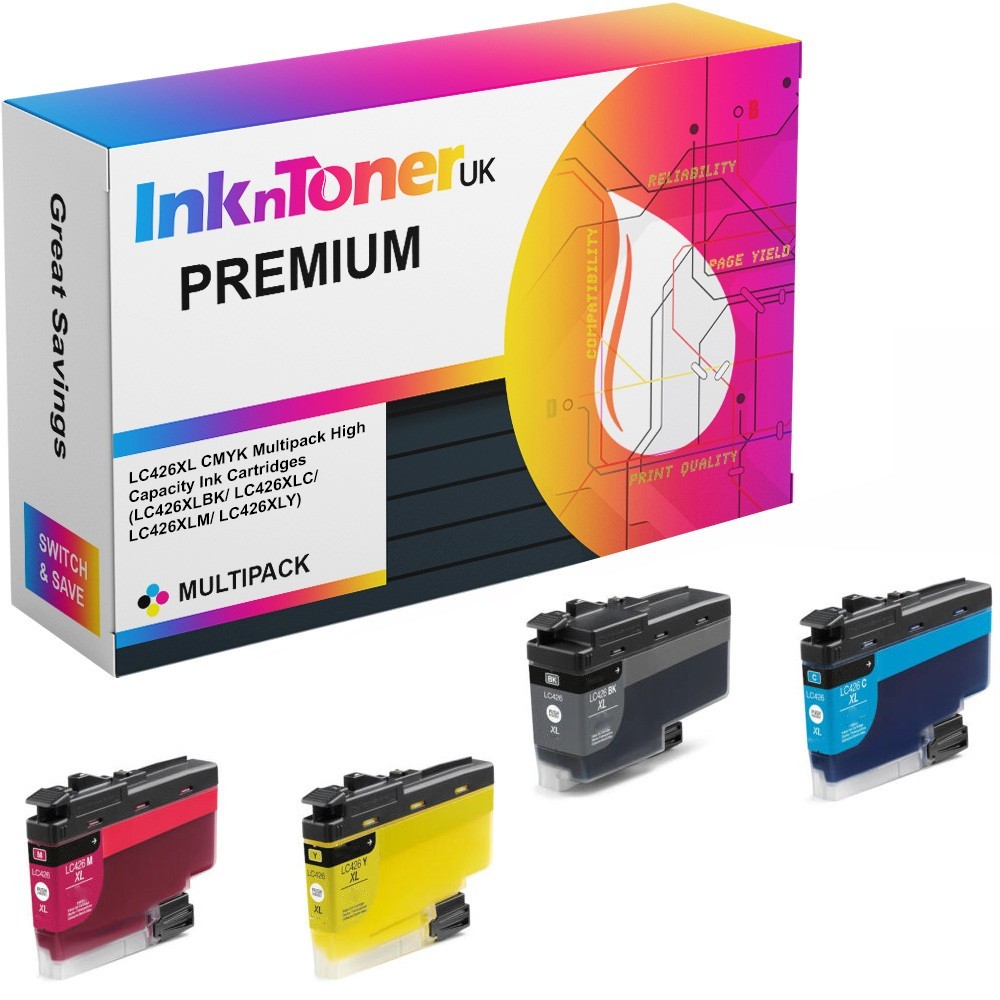 Premium Compatible Brother LC426XL CMYK Multipack High Capacity Ink Cartridges (LC426XLBK/ LC426XLC/ LC426XLM/ LC426XLY)