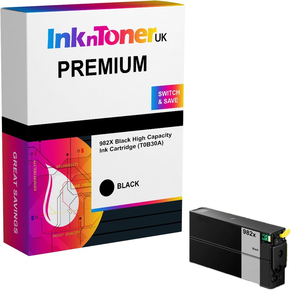 Premium Remanufactured HP 982X Black High Capacity Ink Cartridge (T0B30A)