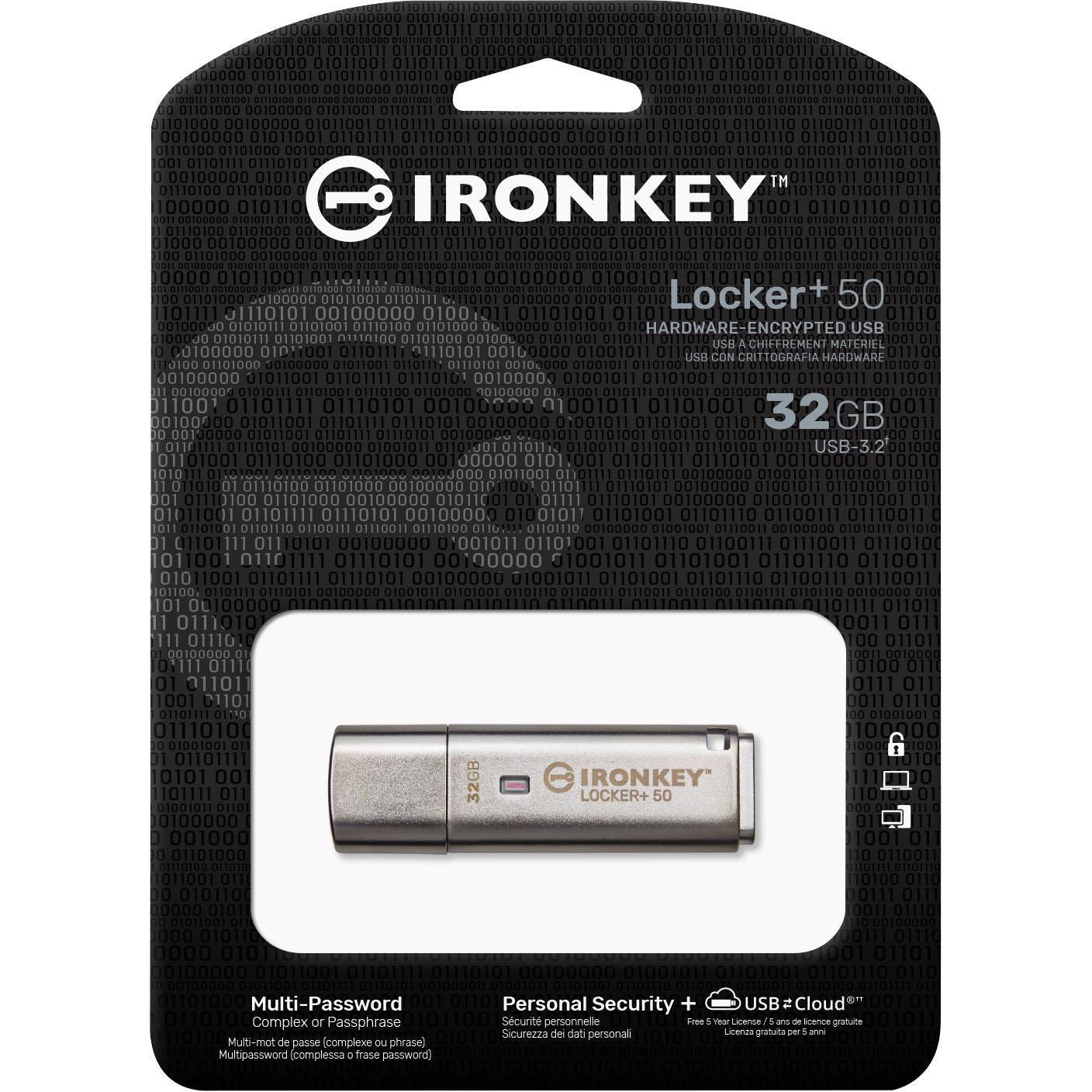 Original Kingston Technology Ironkey Locker Plus 50 32Gb Usb-A Flash Drive (IKLP50/32GB)