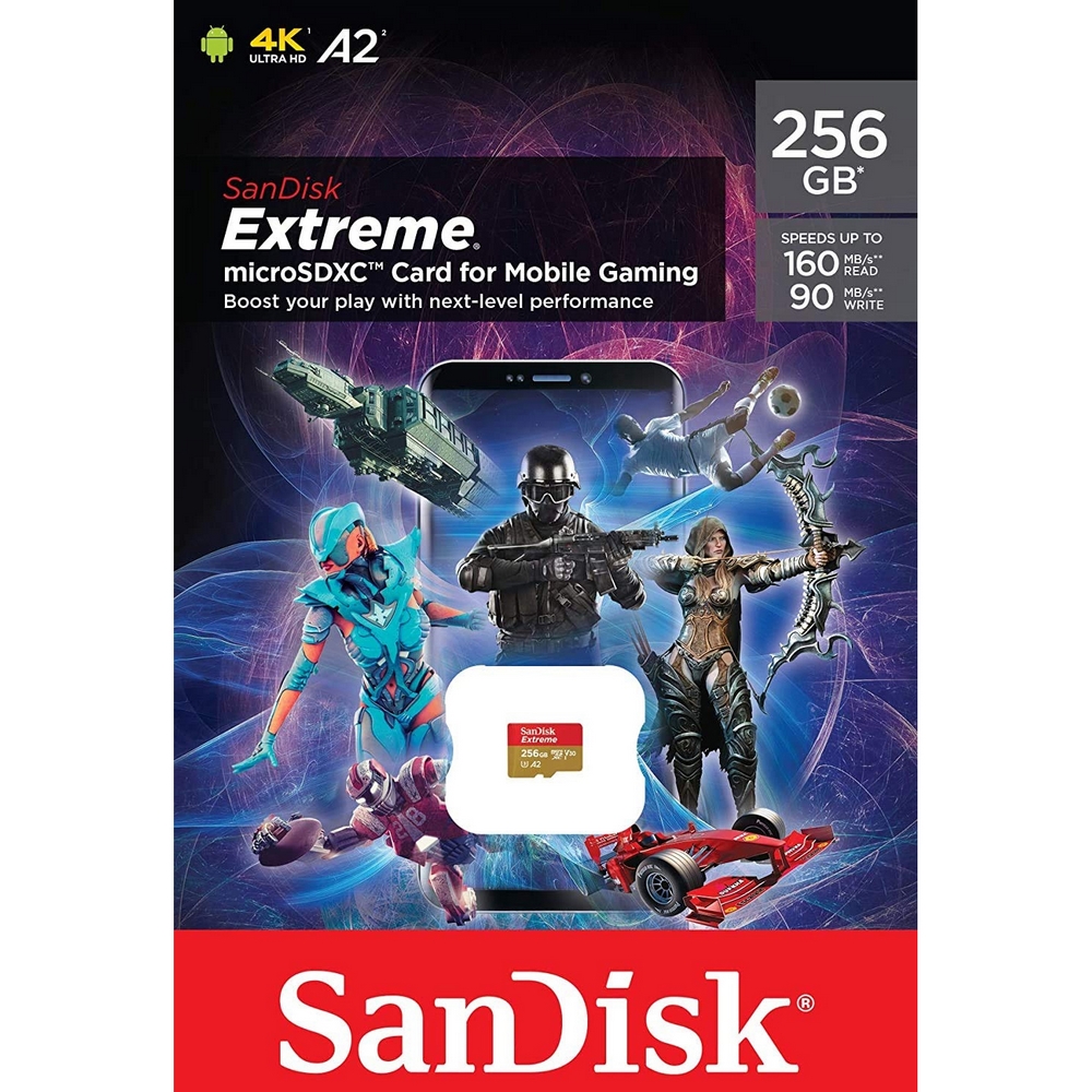 Original Sandisk Extreme 256Gb Microsdxc Uhs-I Class 10 Memory Card (SDSQXAV-256G-GN6GN)
