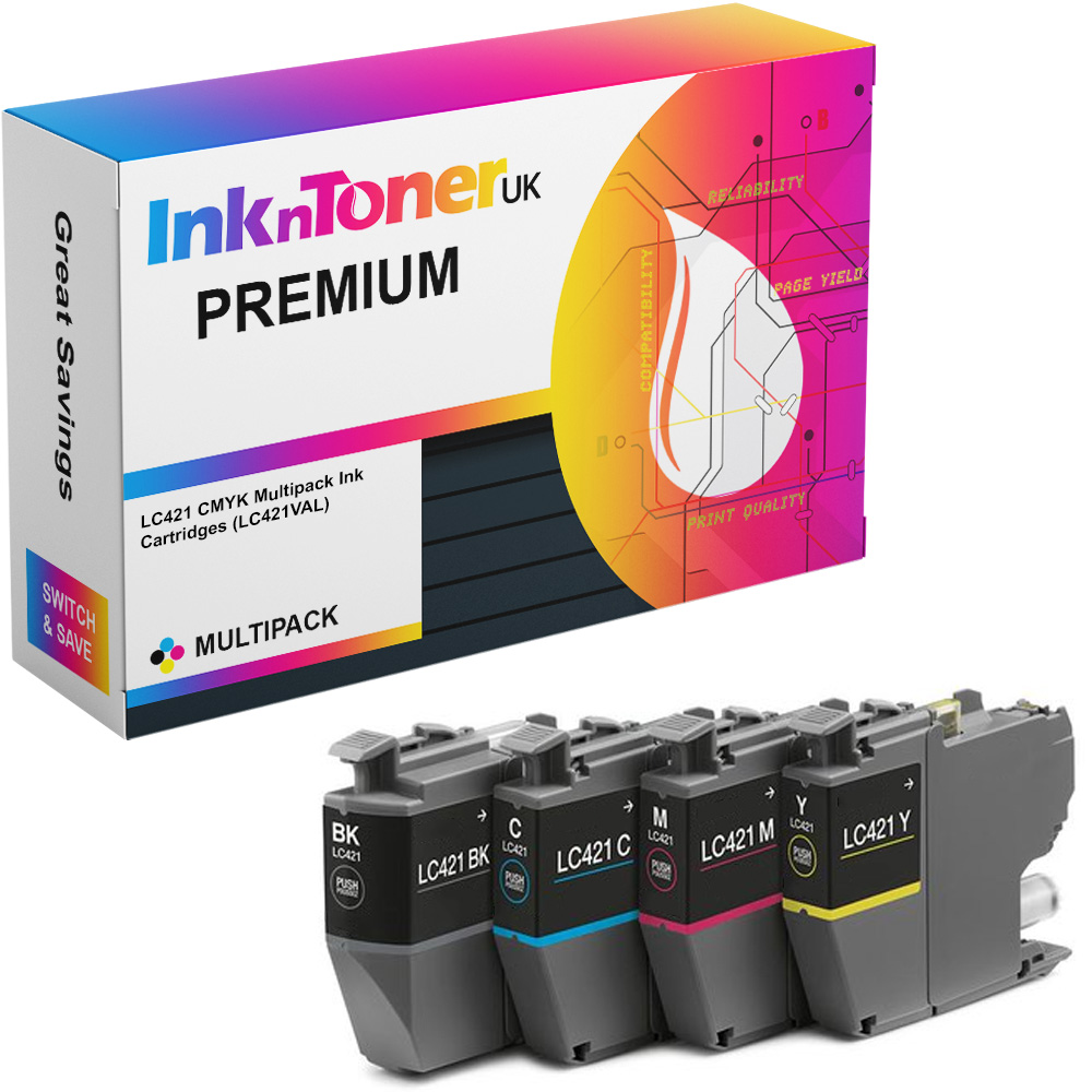 Premium Compatible Brother LC421 CMYK Multipack Ink Cartridges (LC421VAL)