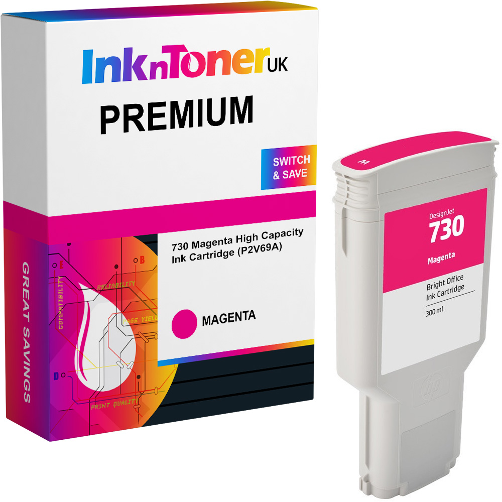 Premium Compatible HP 730 Magenta High Capacity Ink Cartridge (P2V69A)