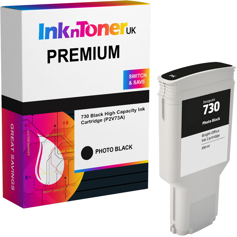 Premium Compatible HP 730 Black High Capacity Ink Cartridge (P2V73A)