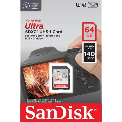 Original Sandisk Ultra 64Gb Sdxc Uhs-I Class 10 Memory Card (SDSDUNB-064G-GN6IN)
