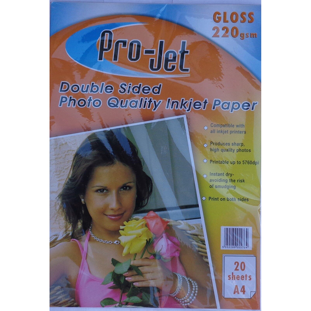 Original Pro-Jet A4 220gsm Glossy Double Sided Photo Paper - 20 sheets