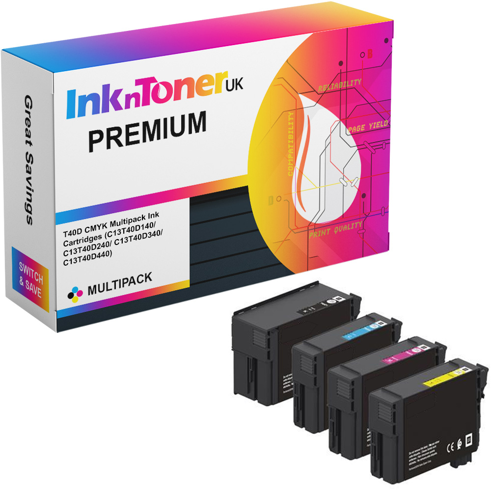 Premium Compatible Epson T40D CMYK Multipack Ink Cartridges (C13T40D140/ C13T40D240/ C13T40D340/ C13T40D440)