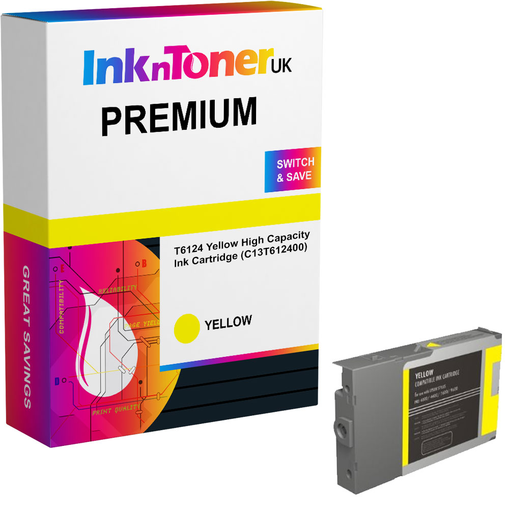 Premium Compatible Epson T6124 Yellow High Capacity Ink Cartridge (C13T612400)