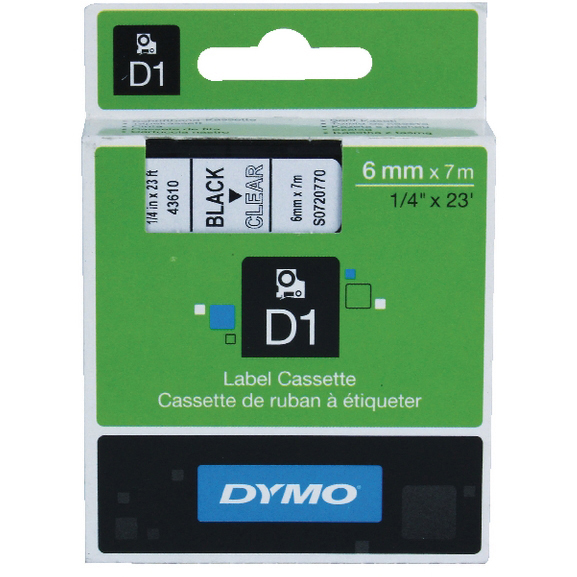 Original Dymo 1000/5000 Tape 6Mmx7M Blk/Clr (S0720770)