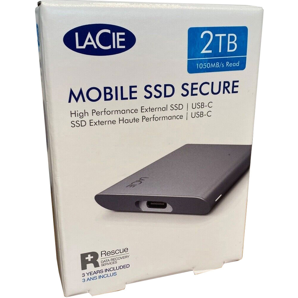 Original Lacie 2Tb Secure Usb-C Mobile External Solid State Grey (STKH2000800)