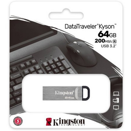 Original Kingston Technology 64Gb Kyson Usb3.2 Gen 1 Metal Capless Design Flash Drive (DTKN/64GB)
