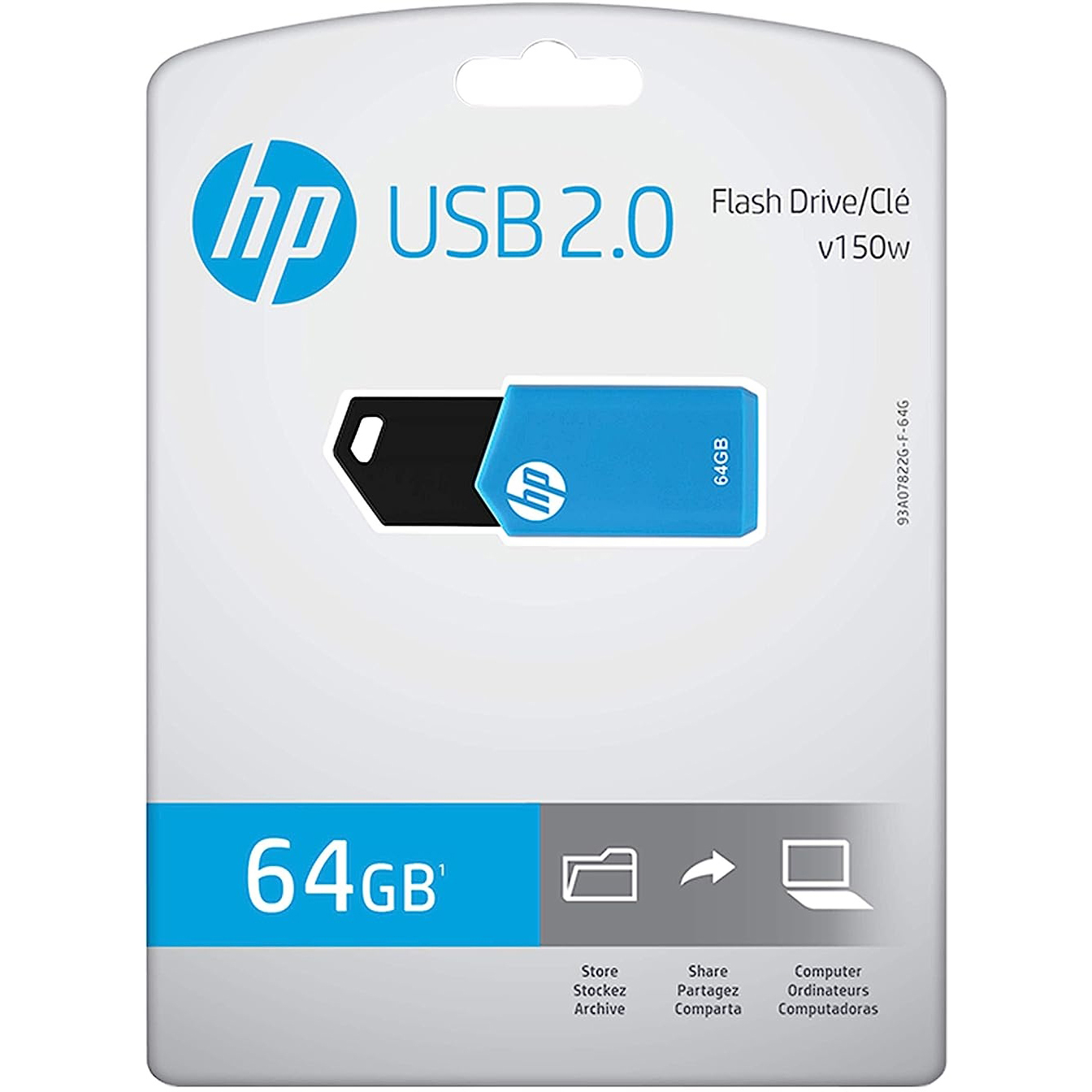 Original Pny Hp V150W 64Gb Usb 2.0 Capless Flash Drive (HPFD150W-64)