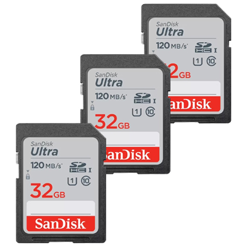Original Sandisk 32Gb Ultra Class 10 Uhsi Sdhc Memory Cards 3 Pack (SDSDUN4-032G-GN6IM)