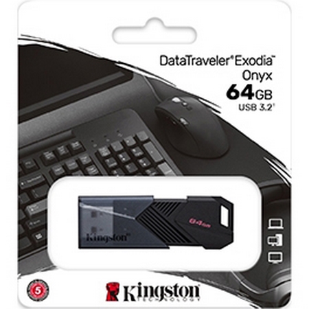 Original Kingston Technology DataTraveler Exodia Onyx 64GB USB-A Flash Drive (DTXON/64GB)