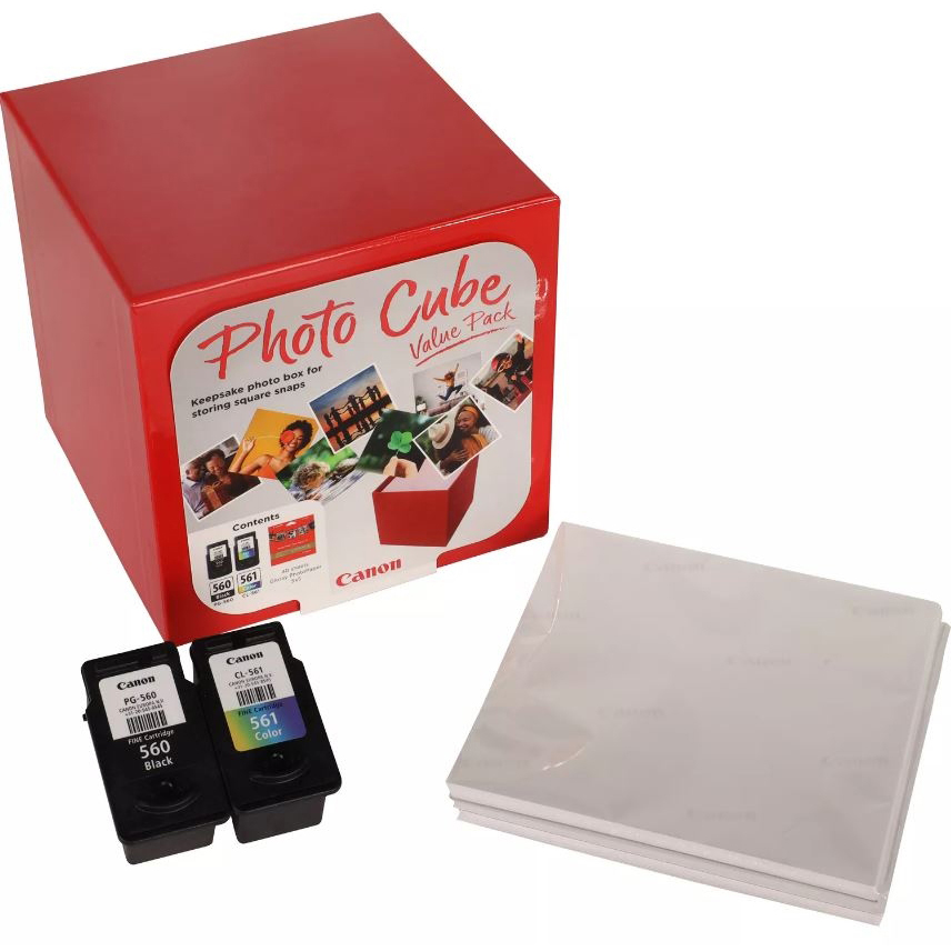 Original Canon PG-560 / CL-561 Photo Cube Ink Cartridges & Glossy Photo Paper Value Pack (3713C007)