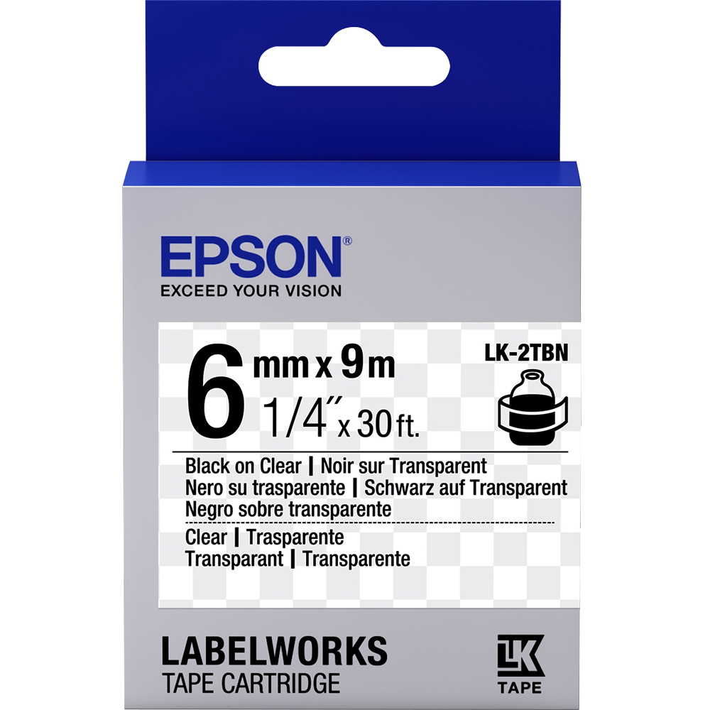 Original Epson Lk-2Tbn Label Cartridge Black/Transparent 6Mm (9M) (C53S652004)