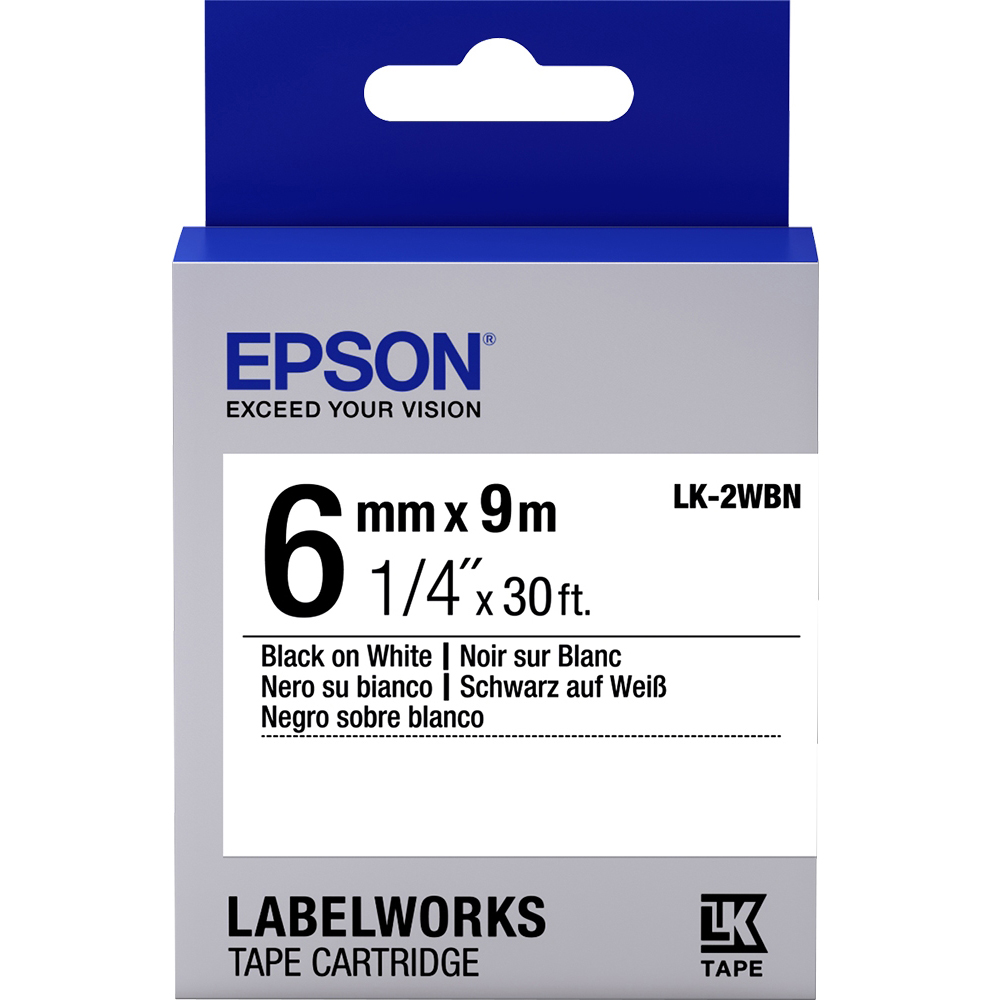 Original Epson Lk-2Wbn Label Cartridge Black/White 6Mm (9M) (C53S652003)