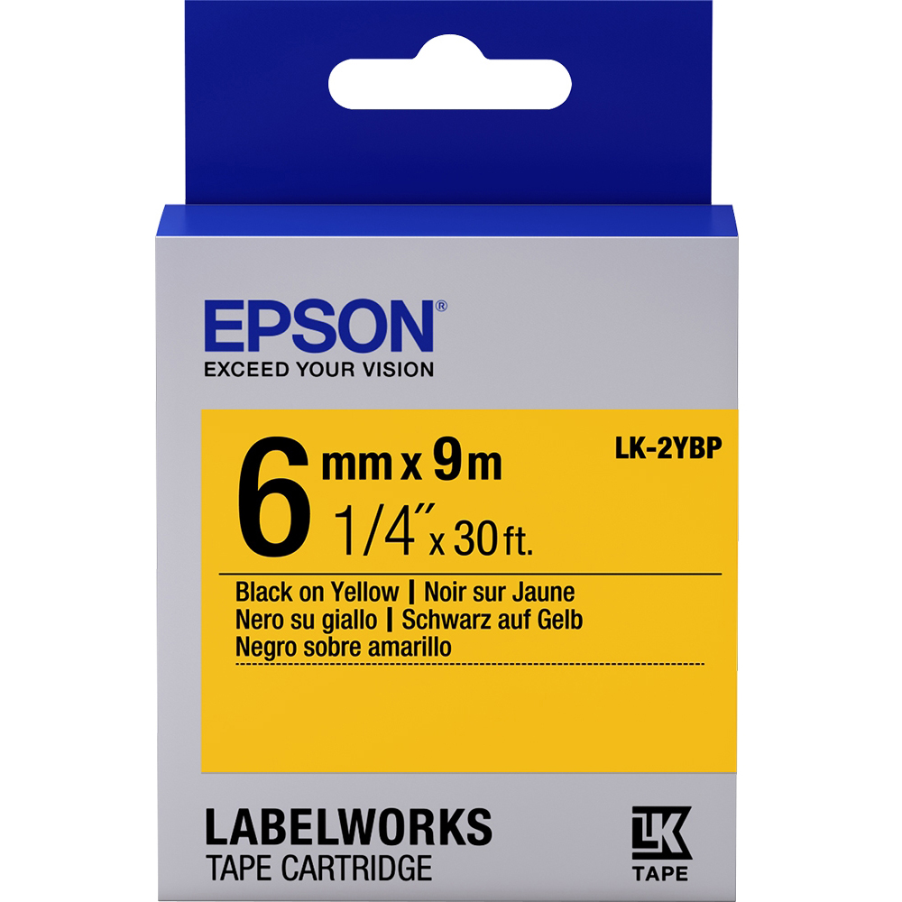 Original Epson Lk-2Ybp Label Cartridge Black/Yellow 6Mm (9M) (C53S652002)