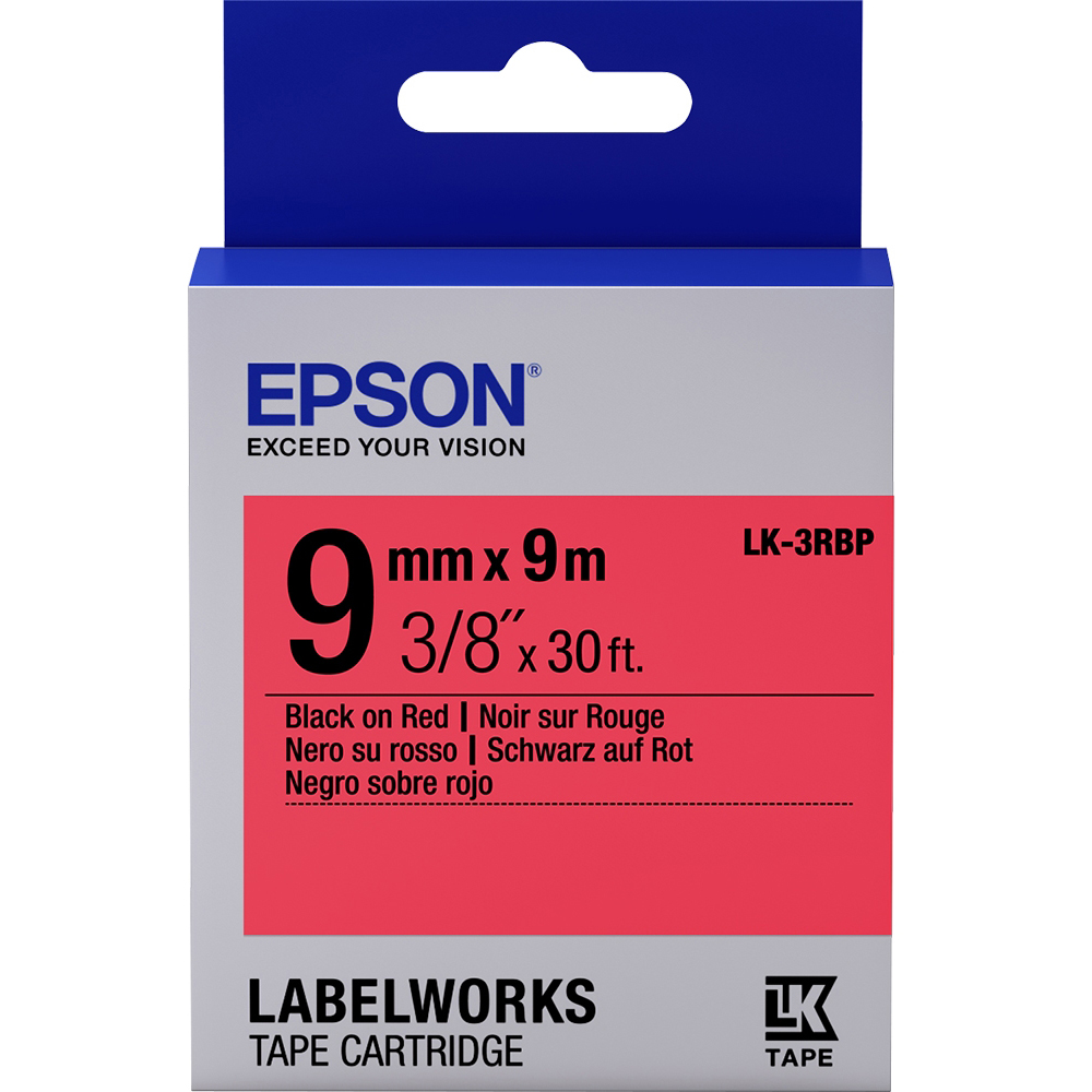 Original Epson Lk-3Rbp Label Cartridge Black/Red 9Mm (9M) (C53S653001)