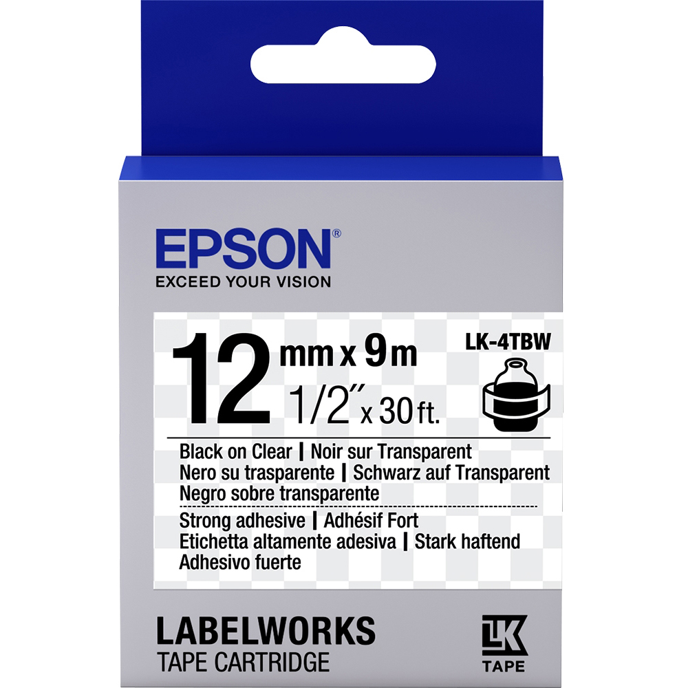 Original Epson Lk-4Tbw Label Cartridge Black Transparent 12Mm (9M) (C53S654015)