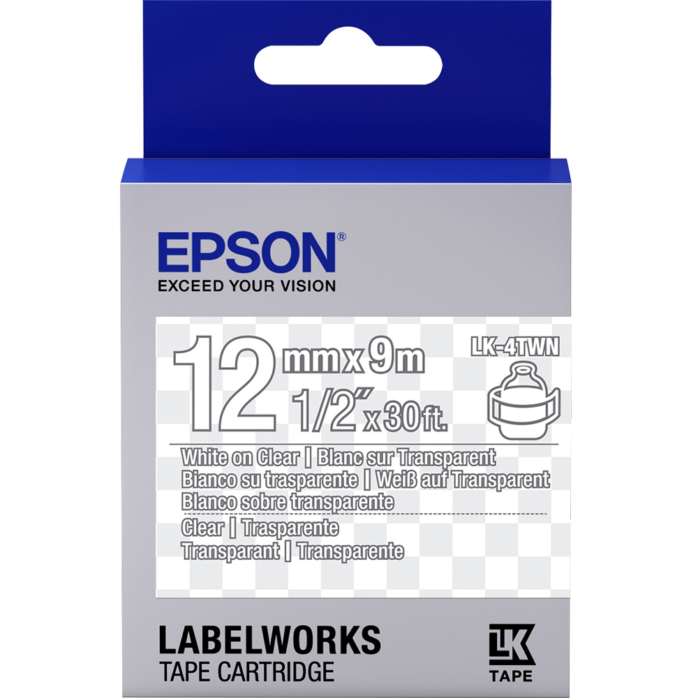 Original Epson Lk-4Twn Label Cartridge White Transparent 12Mm (9M) (C53S654013)
