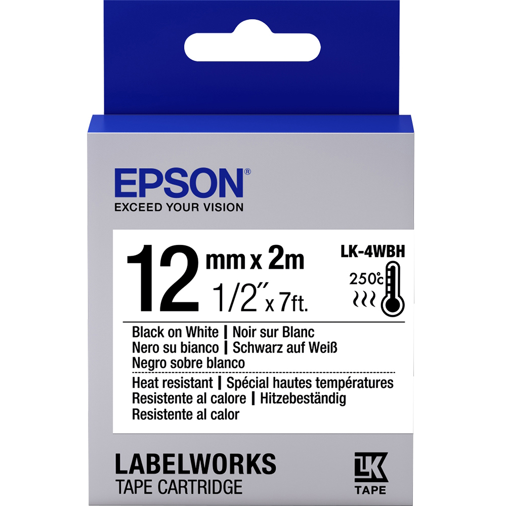 Original Epson Lk-4Wbh Label Cartridge Black White 12Mm (9M) (C53S654025)