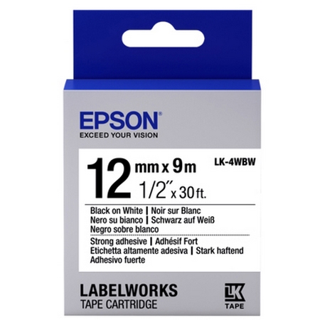 Original Epson Lk-4Wbw Label Cartridge Black White 12Mm (9M) (C53S654016)