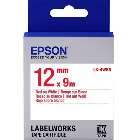 Original Epson Lk-4Wrn Label Cartridge Red White 12Mm (9M) (C53S654011)