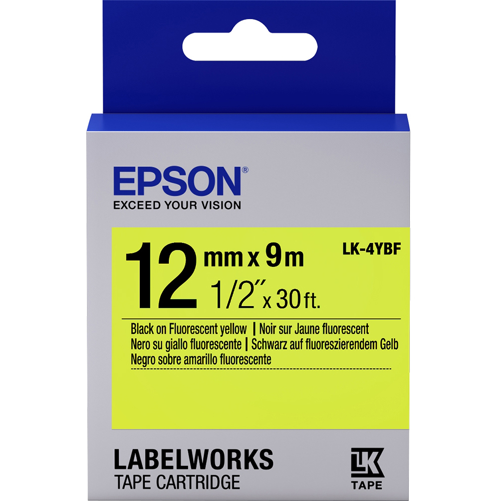 Original Epson Lk-4Ybf Label Cartridge Black Yellow 12Mm (9M) (C53S654010)
