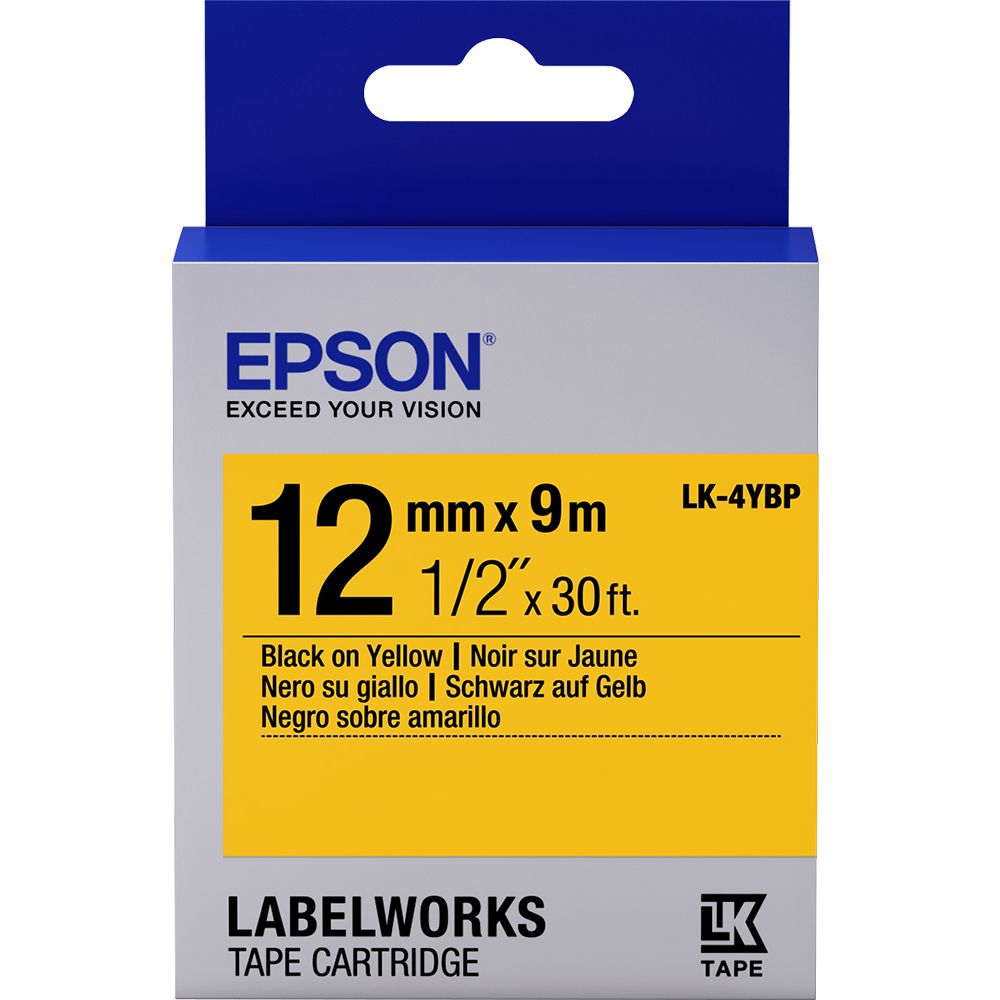 Original Epson Lk-4Ybp Label Cartridge Black/Yellow 12Mm (9M) (C53S654008)