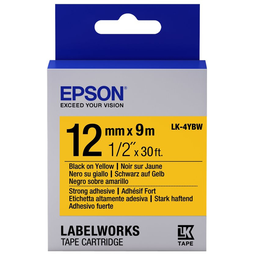 Original Epson Lk-4Ybw Label Cartridge Black Yellow 12Mm (9M) (C53S654014)