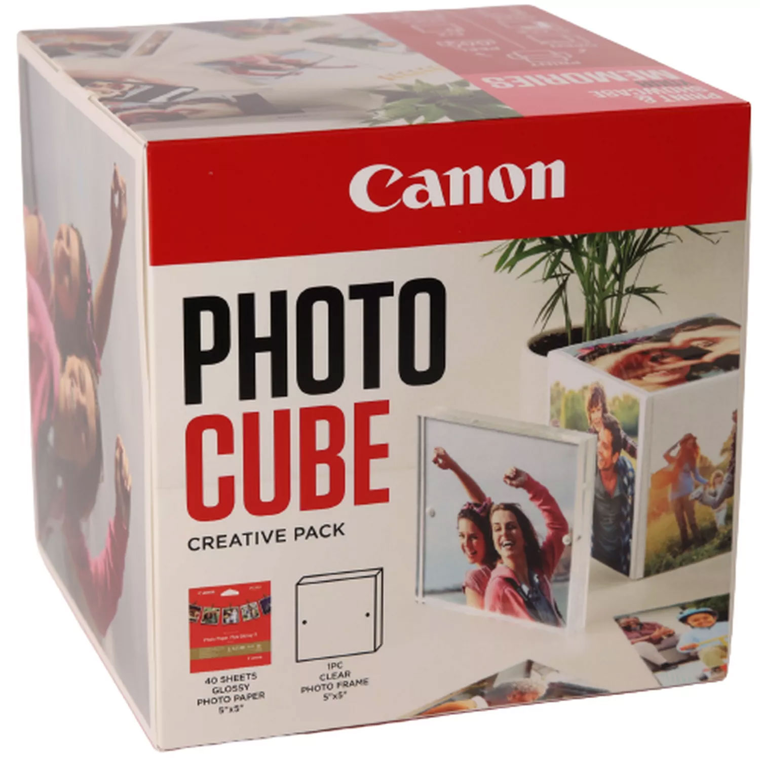 Original Canon Photo Cube and Frame + PP-201 5x5? Photo Paper Plus Glossy II (40 sheets) Pack Pink (2311B075)